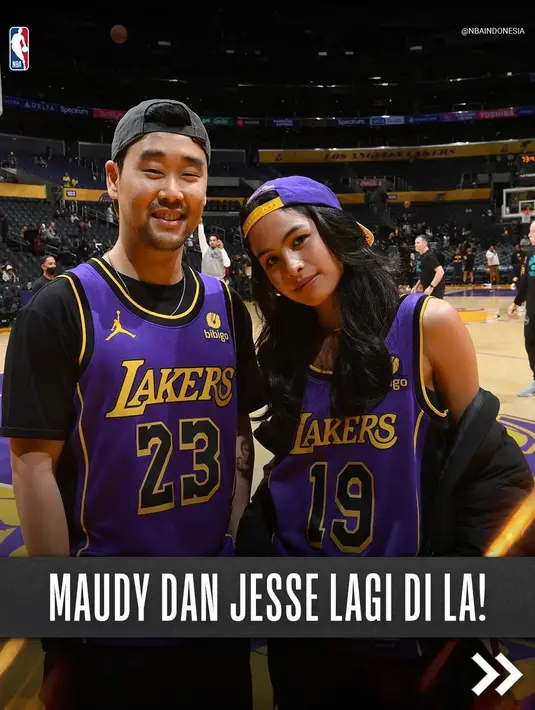 Pasutri ini tampil menggemaskan dalam busana serasi bernuansa sporty [@nbaindonesia]