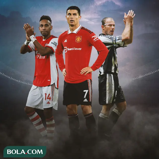 Ilustrasi - Cristiano Ronaldo, Aubameyang, Alan shearer