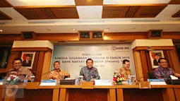 Suasana konferensi pers terkait Laporan Kinerja Keuangan Triwulan III Tahun 2015 di Jakarta, Kamis (22/10/2015). Total kredit yang disalurkan BRI mencapai Rp518,9 T. (Liputan6.com/Immanuel Antonius)