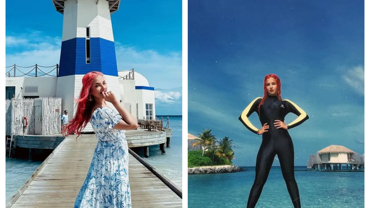 Potret Tasya Farasya Liburan di Maldives, Warnai Rambut Bak Princess Ariel