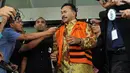 Raja Bonaran Situmeang saat menjawab pertanyaan awak media di Gedung KPK, Jakarta, (15/10/14). (Liputan6.com/Miftahul Hayat) 