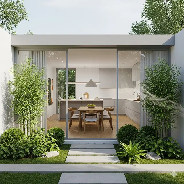 Inspirasi 7 Desain Rumah 8x12 Meter Minimalis Modern dengan Taman Belakang Asri (Image by Gemini AI)