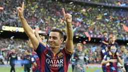 Xavi Hernandez. Gelandang elegan Barcelona ini menempati posisi ke-3 di tiga edisi, 2009-2011. Hanya ketidakberuntungan saja yang membuatnya gagal, yakni berada satu tim dengan Lionel Messi. (AFP/Lluis Gene)