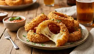 Resep Onion Ring Mozarella Renyah dengan Keju Meleleh