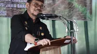 Menteri Pertanian RI Syahrul Yasin Limpo (SYL) mengatakan, tantangan cuaca ekstrem dan krisis pandemi covid-19 saat ini, menjadi dua hambatan utama sektor pertanian selama masa pandemi covid-19 berlangsung.(Liputan6.com/Jayadi Supriadin)