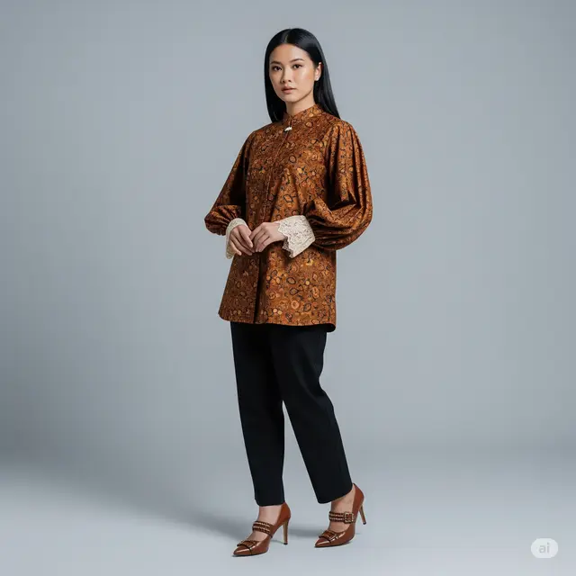 Inspirasi Batik Brokat Modern Lengan Panjang