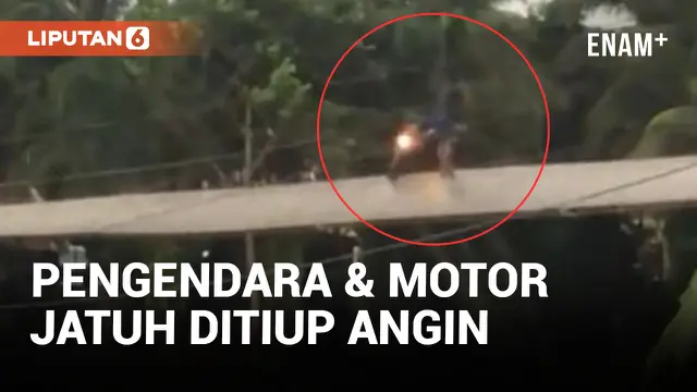 Pemotor Jatuh ke Sungai Akibat Dihantam Angin Saat Lewati Jembatan Gantung