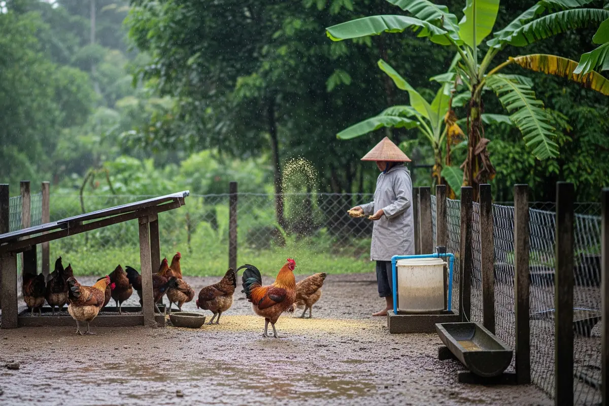 Trik Membuat Ayam Kampung Lebih Cepat Gemuk Saat Musim Hujan/Gemini AI