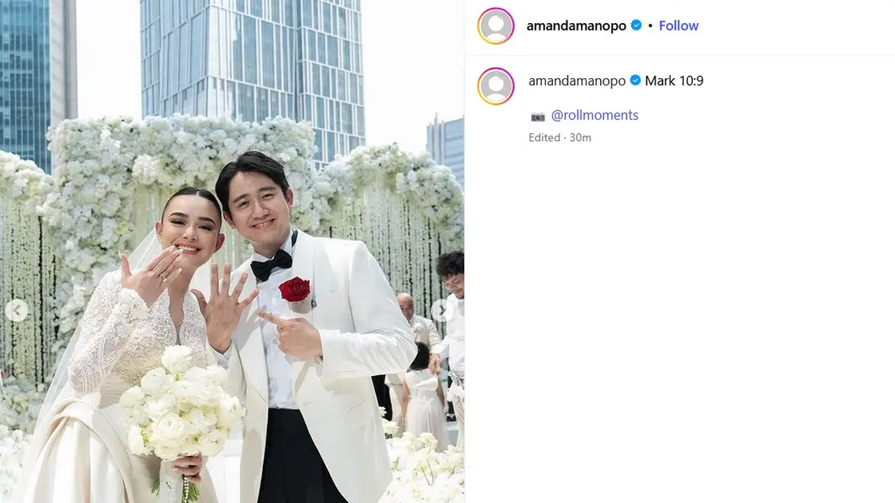Pernikahan Amanda Manopo dan Kenny Austin. (Foto:  @rollmoments, Instagram/ amandamanopo)