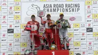 Pembalap Astra Honda Racing Team (AHRT) mendominasi podium Asia Road Racing Championship (ARRC) 2019 kelas AP250 seri keempat di Suzuka, Jepang, 29-30 Juni 2019. (Dok AHRT)