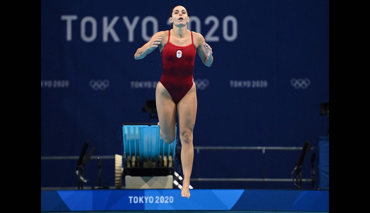 Pertandingan nomor loncat indah putri di Olimpiade terlihat sedikit aneh setelah atlet Kanada Pamela Ware gagal saat terpeleset saat akan melompat. (Foto: AFP/Oli Scarff)