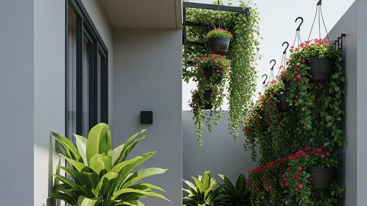 Desain Teras Rumah Sederhana dengan Tanaman Pot Besar