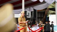 Bupati Garut Rudy Gunawan mengatakan, serapan anggaran pemerintah daerah Garut, Jawa Barat hingga awal November ini baru mencapai sekitar 71-72 persen APBD Garut 2022. (Liputan6.com/Jayadi Supriadin)