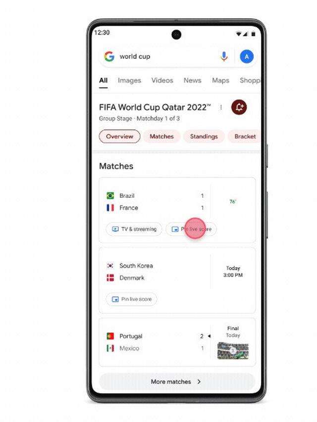 Tampilan informasi Piala Dunia 2022 di Google Search (Dok. Google)