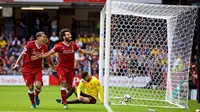 Mohamed Salah menyumbang gol untuk Liverpool pada laga melawan Watford pada pekan pertama Premier League 2017-18 (12/8/2017). (doc. Liverpool FC)