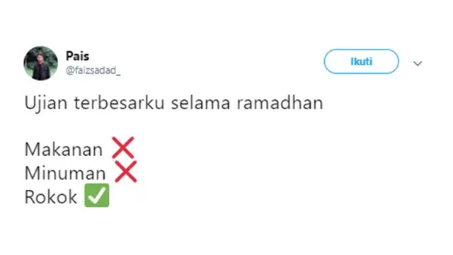 Cuitan kocak (Sumber: Twitter/faizsadad_)