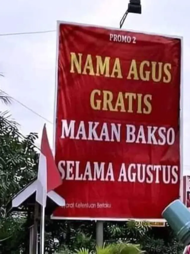 6 Spanduk Jualan 'Agus Gratis Makan' Ini Kocak, Agustus Penuh Berkah