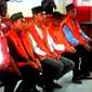 Lima terdakwa kategori dewasa dalam kasus kekerasan seksual berujung kematian Yuyun saat disidang di Pengadilan Negeri Curup, Kabupaten Rejang Lebong, Bengkulu. (Liputan6.com/Yuliardi Hardjo Putra)