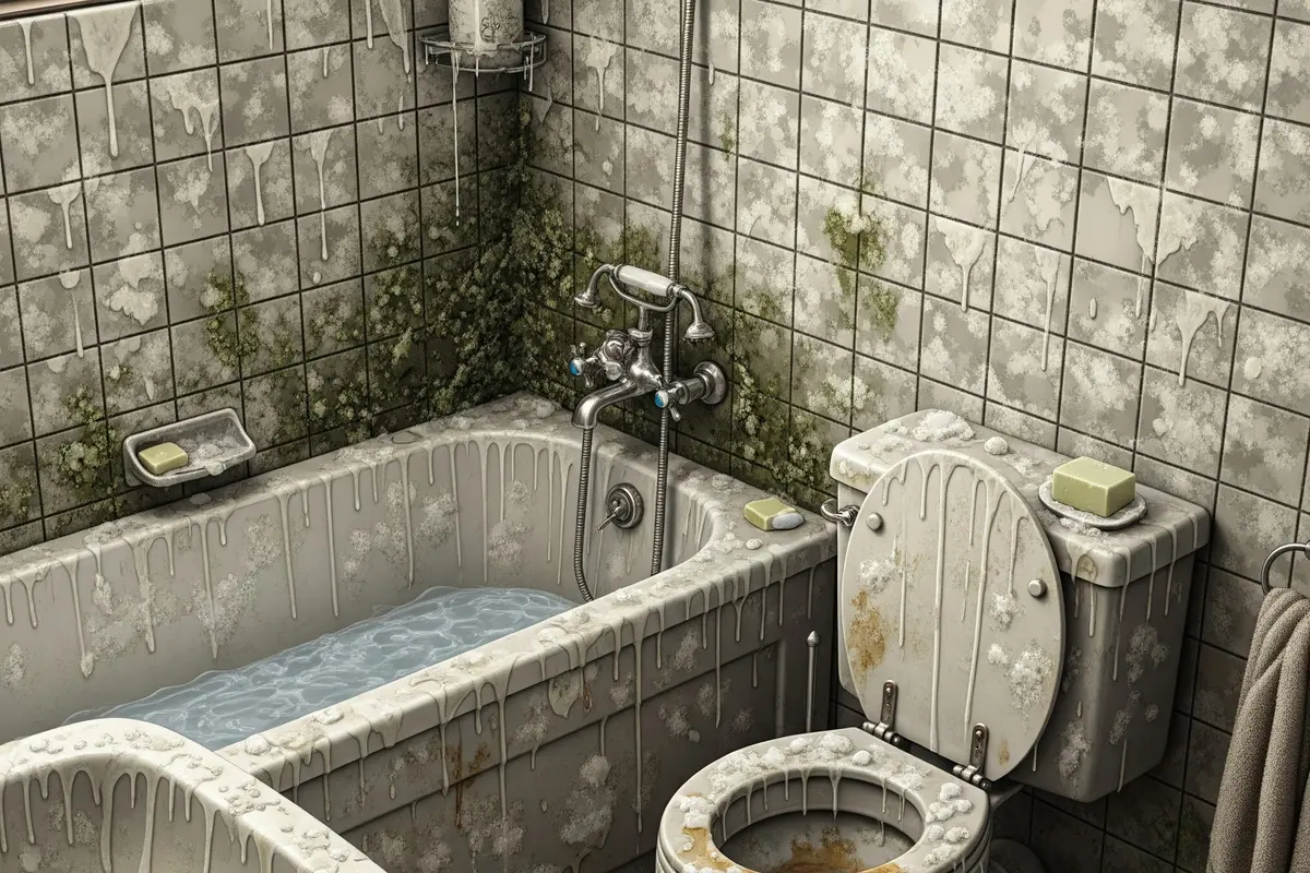 Kamar mandi penuh kerak (Image by Gemini AI)