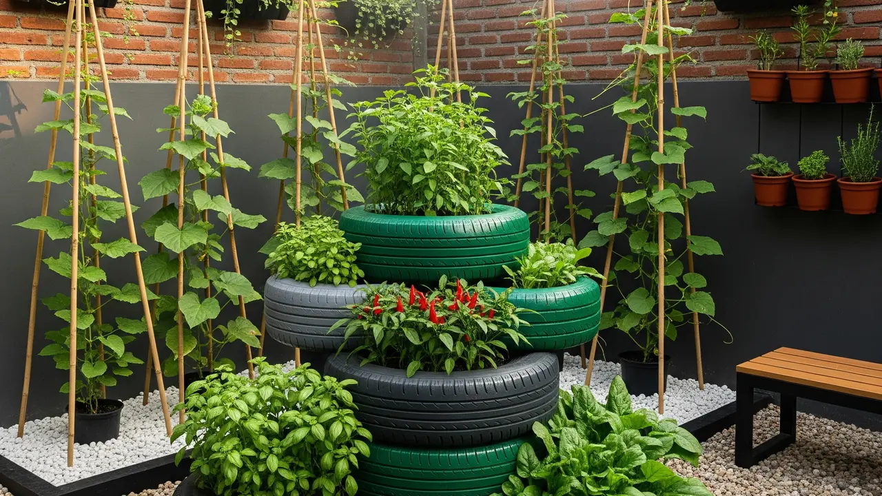 9 Model Kebun Sayur di Rumah Pakai Barang Bekas tapi Kelihatan Mahal