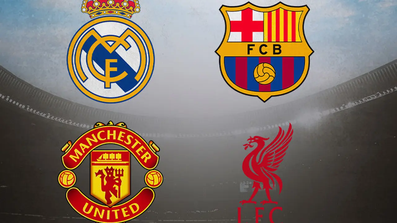 Ilustrasi - Logo Real Madrid, Barcelona, MU, Liverpool
