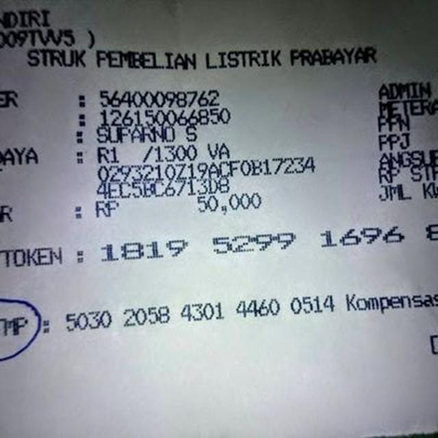 Jangan Buang Slip Pembelian Token Listrik Anda Ini