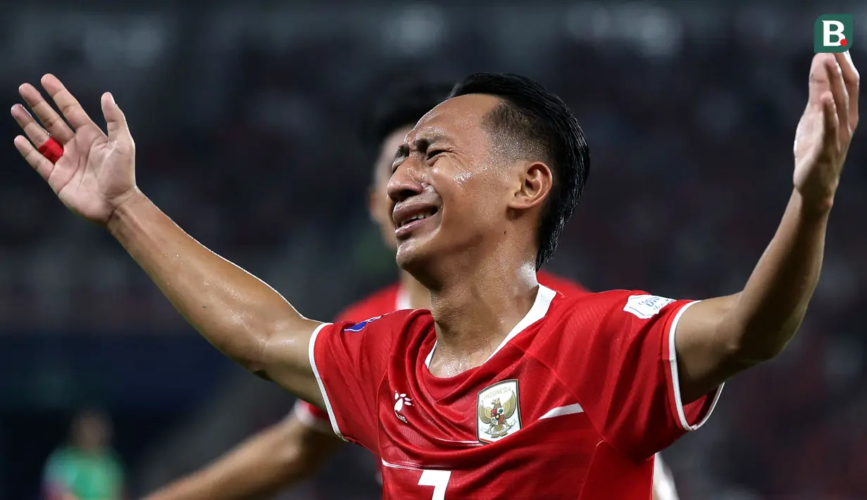 Pemain Timnas Indonesia, Beckham Putra merayakan gol ke gawang St Kitts and Nevis dalam laga semifinal FIFA Series 2026 di Stadion Utama Gelora Bung Karno (SUGBK), Senayan, Jakarta, Jumat (27/03/2026). (Bola.com/Abdul Aziz)