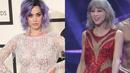 Begini penampilan mirip Katy Perry dan Taylor Swift dengan dress rumbai.(REX/Shutterstock/HollywoodLife)