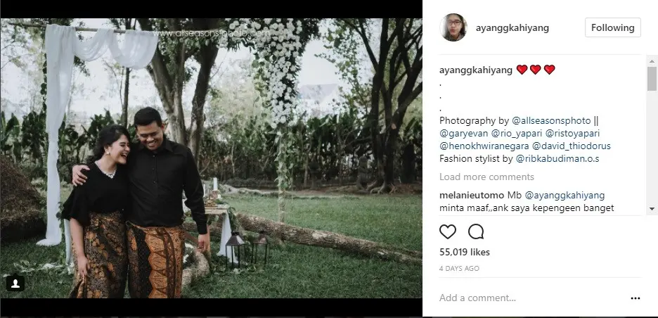 Simak potret romantisme pasangan Kahiyang Ayu dan Bobby Nasution berikut ini. (Foto: Instagram/ayanggkahiyang )