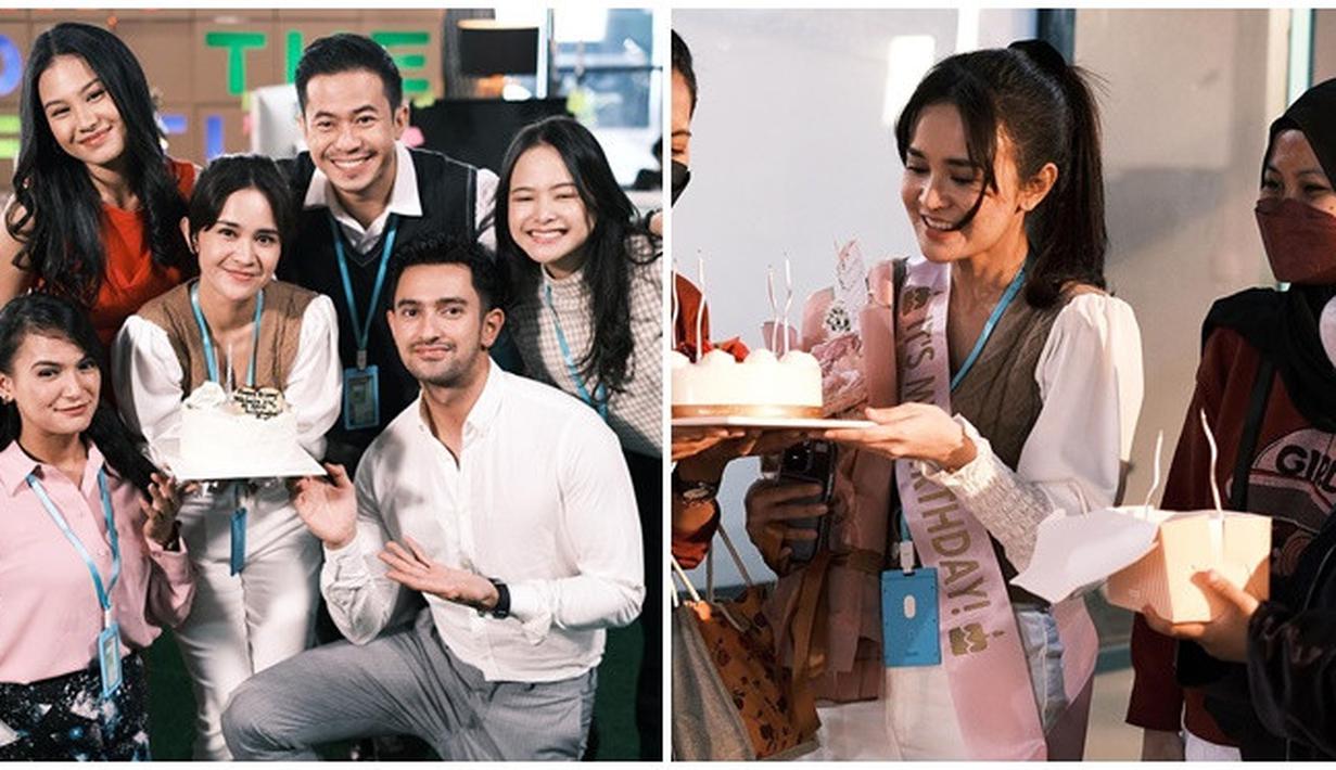 Dapat kejutan dari Omar Daniel dan Alika Jantinia, sepertinya Michelle Ziudith memang tengah ada project baru. Namun artis kelahiran Medan, Sumatera Utara belum ungkap project baru apa yang sedang dijalaninya saat ini. Kebahagiaan yang menyelimuti Michelle pada 20 Januari 2023 lalu pastinya juga dirasakan oleh para sahabat dekat dan rekannya di lokasi syuting project barunya ini. (Liputan6.com/IG/@michelleziu)