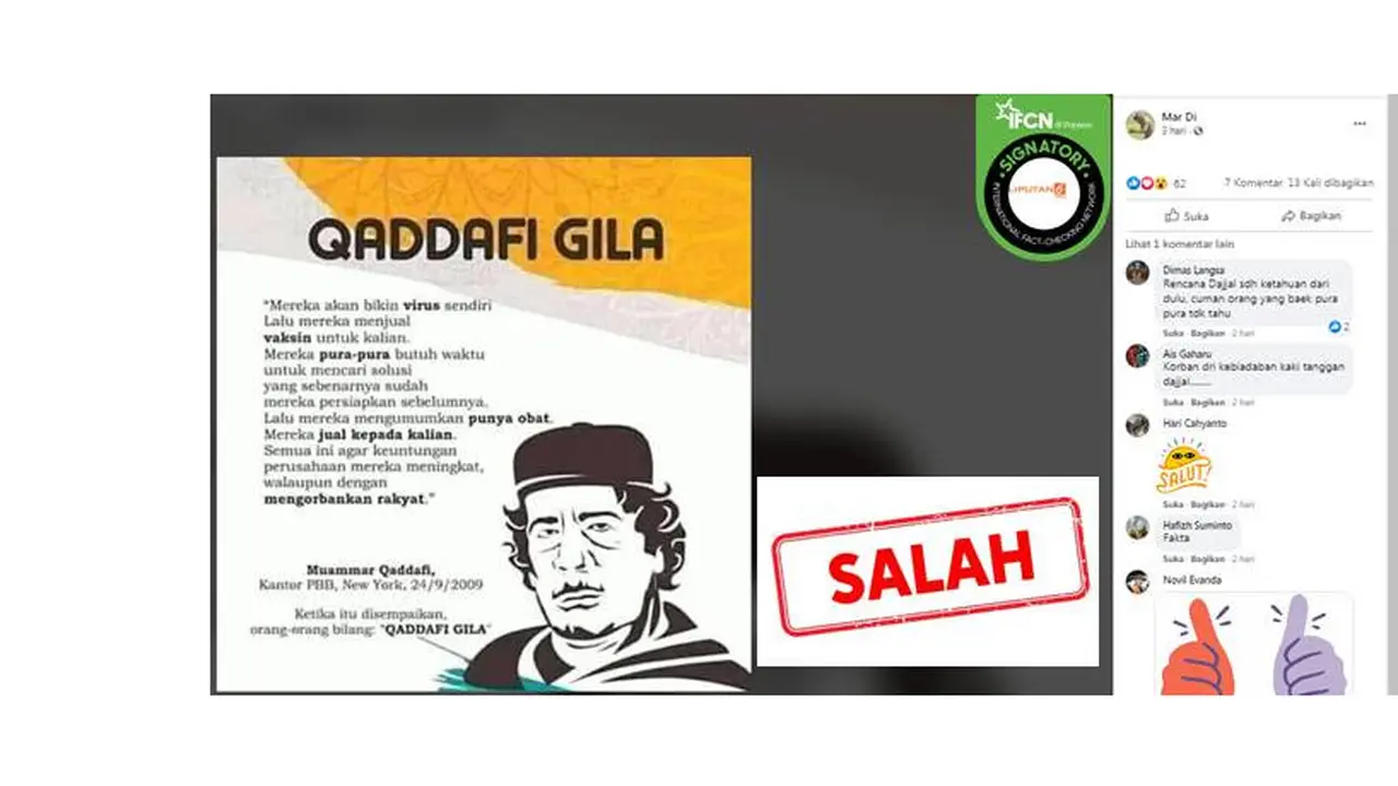 Cek Fakta Muammar Qaddafi