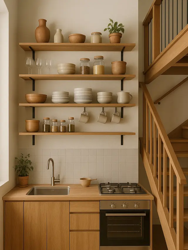 Dapur Mezzanine dengan Penyimpanan Vertikal