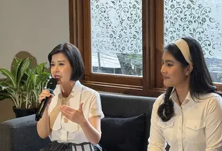 Sekretaris Dewan Pembina Partai Solidaritas Indonesia (PSI) Grace Natalie klarifikasi video unggahan ceramah JK. (Liputan6.com/Lizsa Egeham)