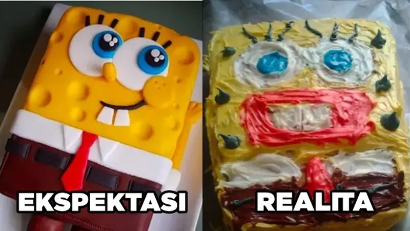 6 Potret Kue Spongebob Gagal Ini Tak Sesuai Ekspektasi, Bikin Kecewa