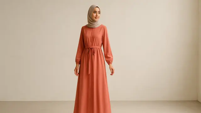 Model Gamis dengan Ikat Pinggang/ Ilustrasi gambar oleh AI