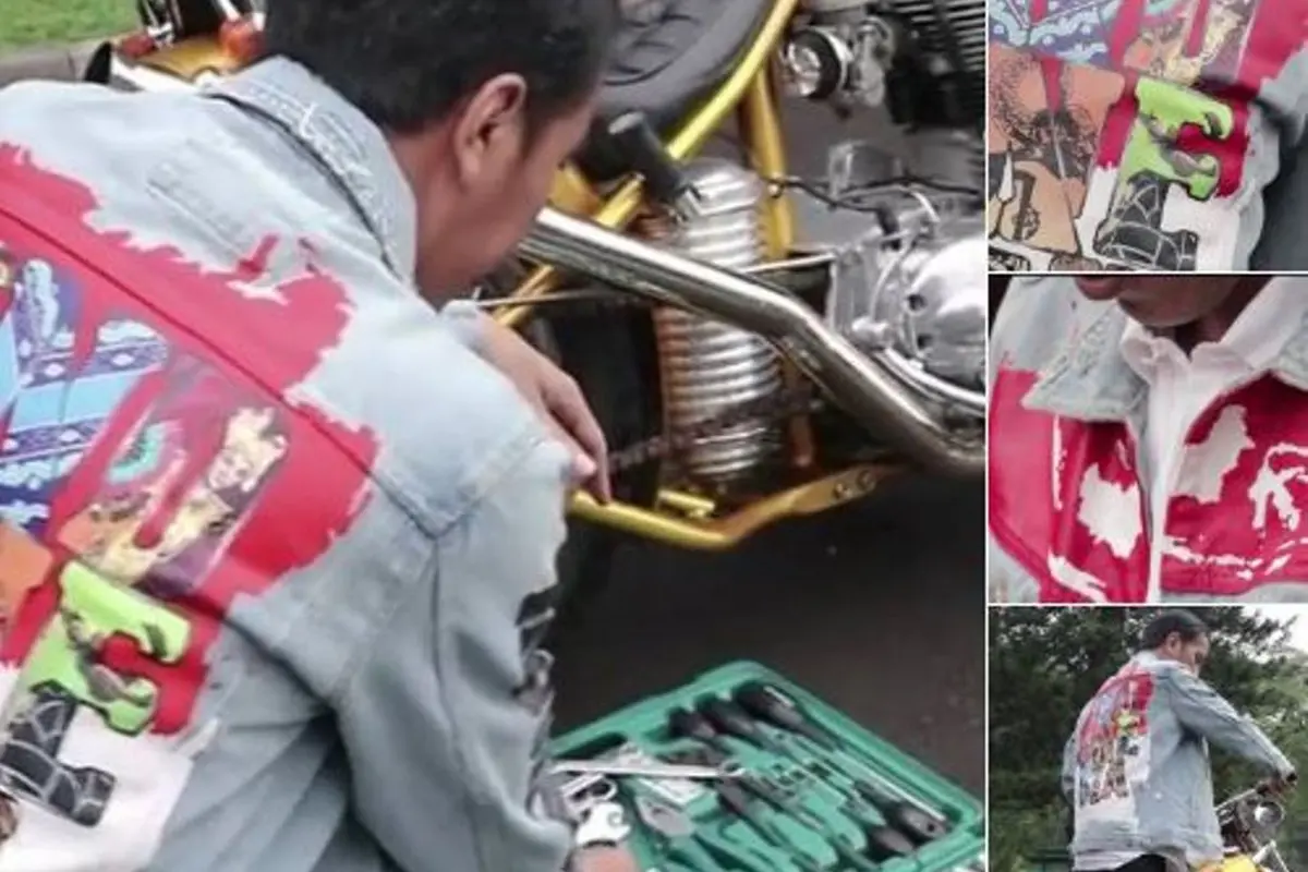 [Bintang] Jokowi Naik Motor Pakai Jaket Jeans Gambar Peta Indonesia, Netizen Langsung Heboh