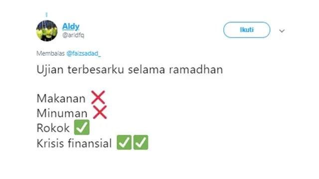 Cuitan kocak (Sumber: Twitter/arldfq)