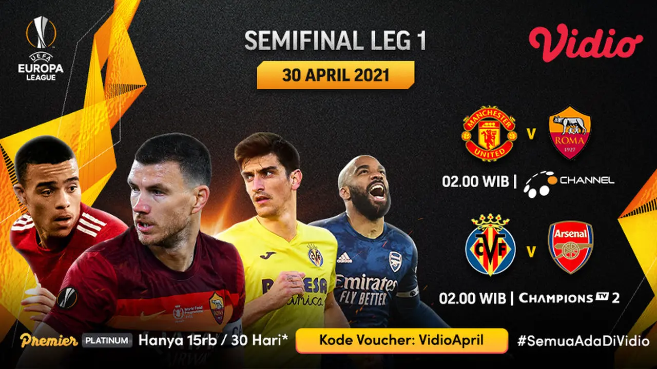 Streaming Liga Europa Babak Semifinal Leg Pertama di Vidio