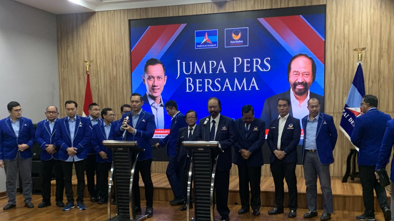 Ketua Umum Partai Demokrat Agus Harimurti Yudhoyono (AHY) dan Ketua Umum Partai Nasdem Surya Paloh