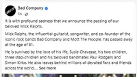 Mick Ralphs Gitaris Bad Company Meninggal Dunia di Usia 81 Tahun