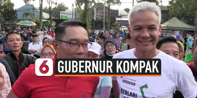 VIDEO: Begini Kalau Ridwan Kamil dan Ganjar Pranowo Senam Bareng Ibu-ibu