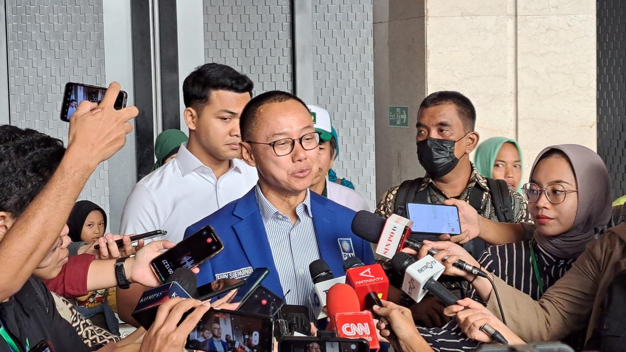 Sekretaris Jenderal Partai Amanat Nasional (PAN) Eddy Soeparno saat menghadiri MIlad ke-25 PBB di ICE BSD, Tangerang, Minggu (30/7/2023).