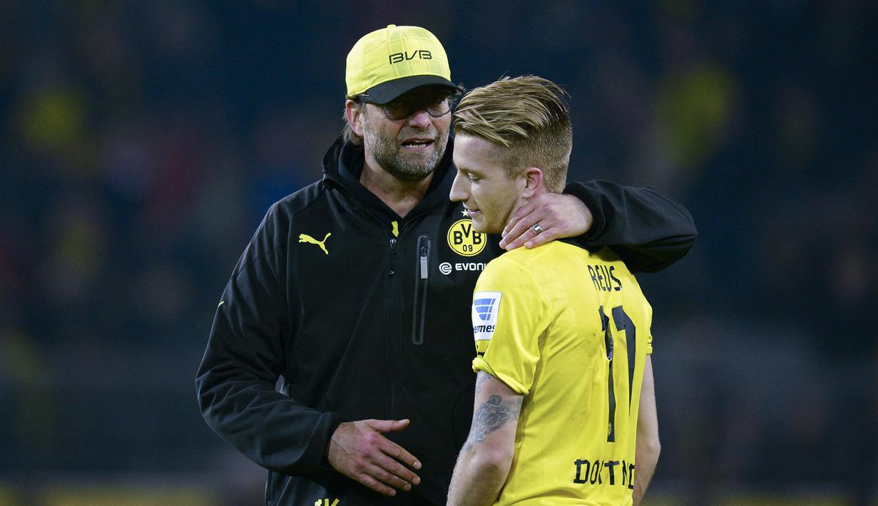 Marco Reus merupakan salah satu pemain terbaiknya saat Jurgen Klopp menukangi Borussia Dortmund. Dengan kecerdasan, kemampuan teknis, dan keterampilannya, gelandang Jerman itu selalu menyenangkan untuk ditonton. Reus tercatat telah melakoni 121 penampilan di bawah Klopp. (AFP/Sascha Schuermann)