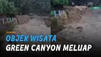 Sebuah objek wisata air meluap mengundang. Kejadian itu terjadi di Green Canyon, Kampung Tonjong Roke, Kecamatan Pangkalan.