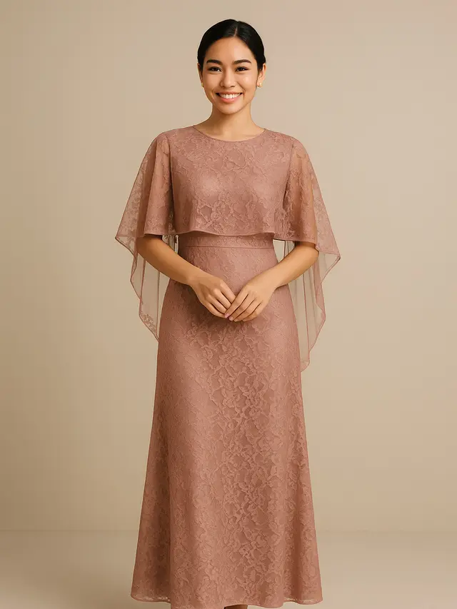 Model Baju Bridesmaid Brokat Non Hijab/Ilustrasi oleh AI