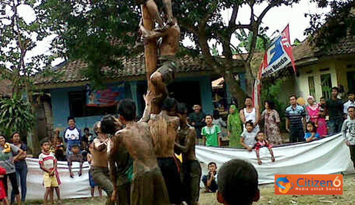 Desa Seuat Jaya, Kabupaten Petir, Serang, Banten merayakan lebaran dengan aneka lomba, Rabu (31/8).