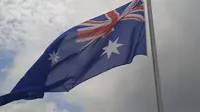 Bendera Australia di kapal HMAS Adelaide. (Safinatun Nikmah/Liputan6.com)