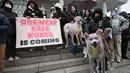 Parlemen Korea Selatan pada tanggal 9 Januari mengesahkan RUU yang melarang pengembangbiakan, pembantaian, dan penjualan anjing untuk diambil dagingnya. (JUNG YEON-JE/AFP)