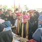 Istri Calon Presiden (Capres) nomor urut 3 Ganjar Pranowo, Siti Atikoh Supriyanti melanjutkan safari politik ke Kota Gajah, Lampung, Rabu (10/1/2024). (Foto:Liputan6/Winda Nelfira)