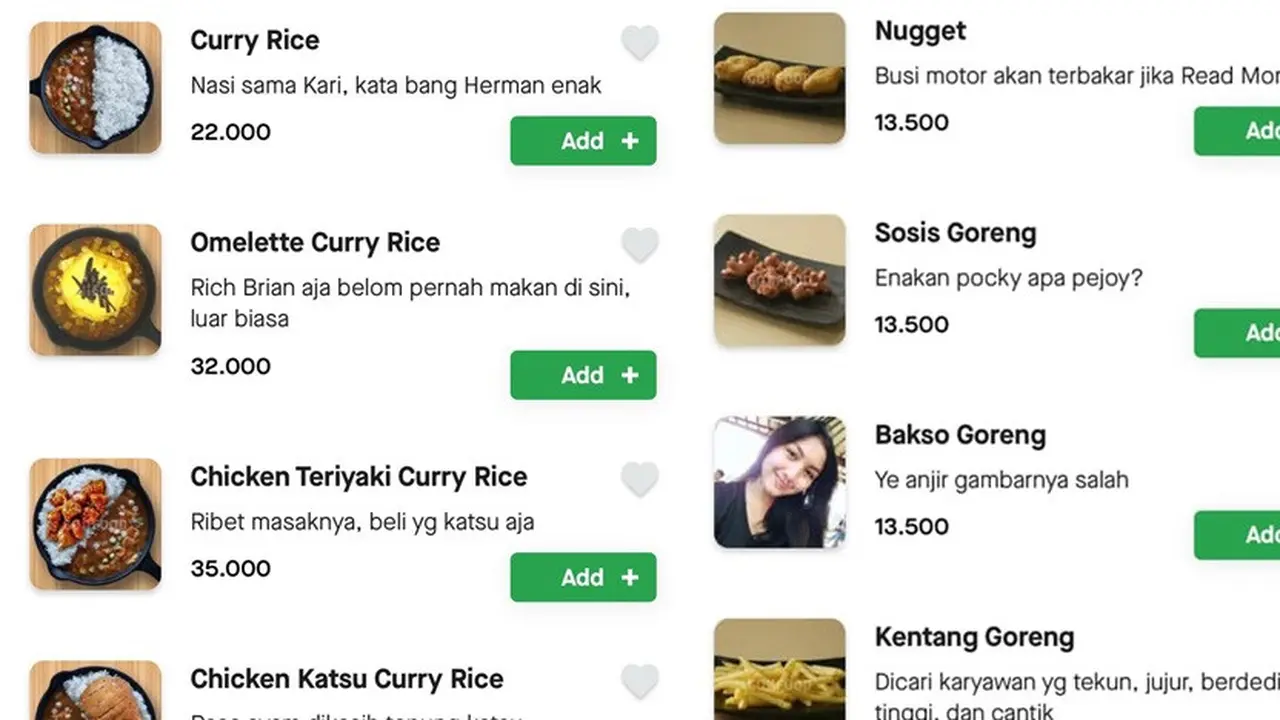 deskripsi menu makanan kocak